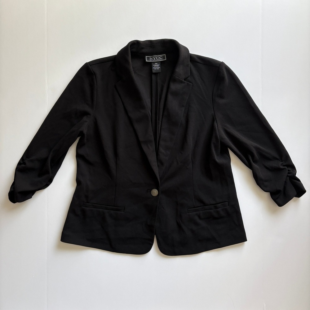 Women's NYCC Black Scrunched Sleeve Blazer